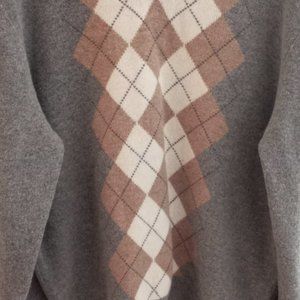 'JOS.A.BANK' Wool V Neck Sweater Argyle Size L EUC